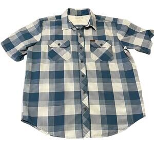 NWOT Orvis Mens Short Sleeve Button Down - Size Large - Blue Plaid